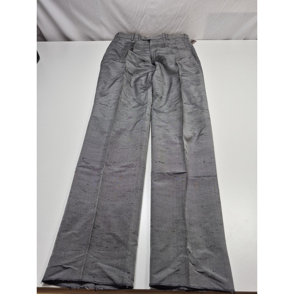 Feldini Dress Pants Men's 36x38 Gray Silk Pleated Straight Unhemmed Formal NWT